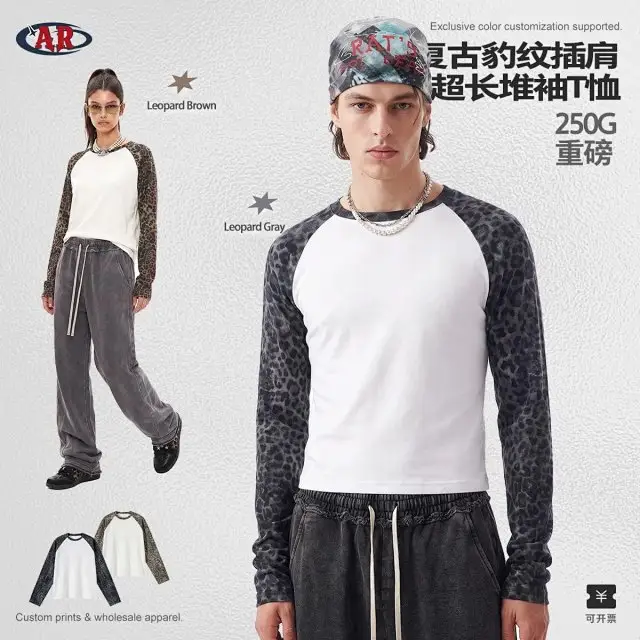 American Vintage Leopard Print Casual T-Shirt for Men and Women