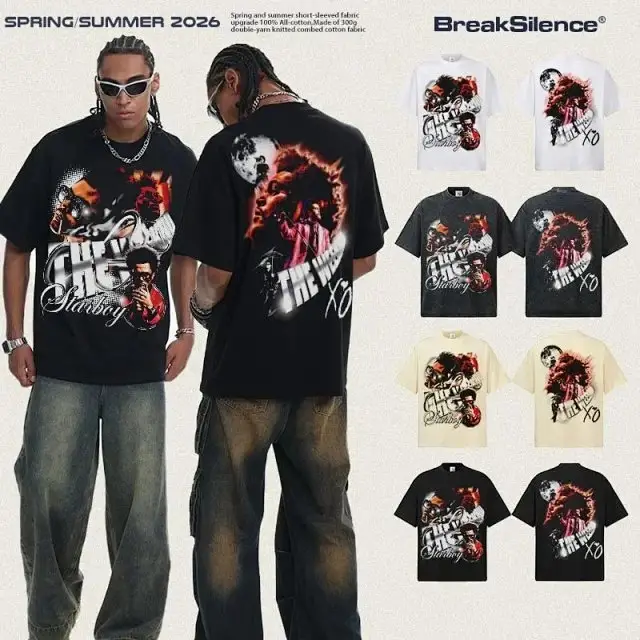The Weeknd Acid Wash Men's Short Sleeve Top