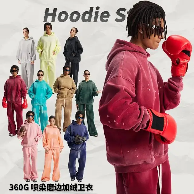 Streetwear Brand Fleece-Lined Hooded Zip-Up Sweatshirt Jacket