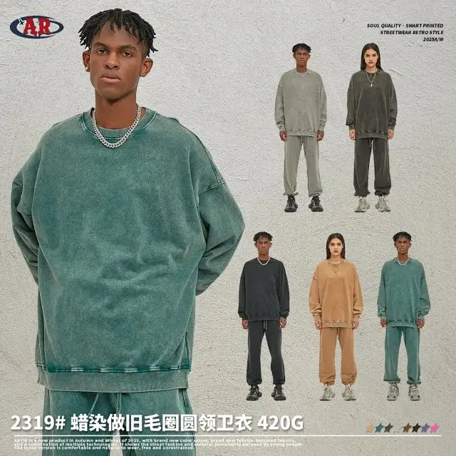 Vintage Washed Cotton Streetwear Long Sleeve T-Shirt for Men