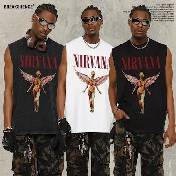 2025 Men's Rock Print Washed Vest
