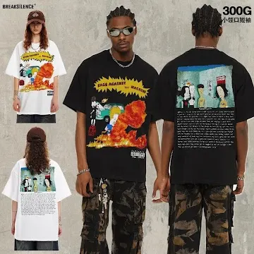 American Retro Heavyweight Printed Washed Men's Short Sleeve T-Shirt