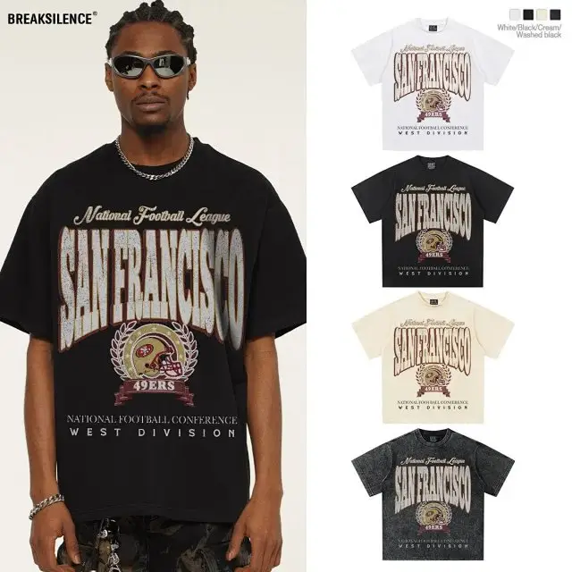 NFL Football Print Heavyweight Cotton Short Sleeve T-Shirt