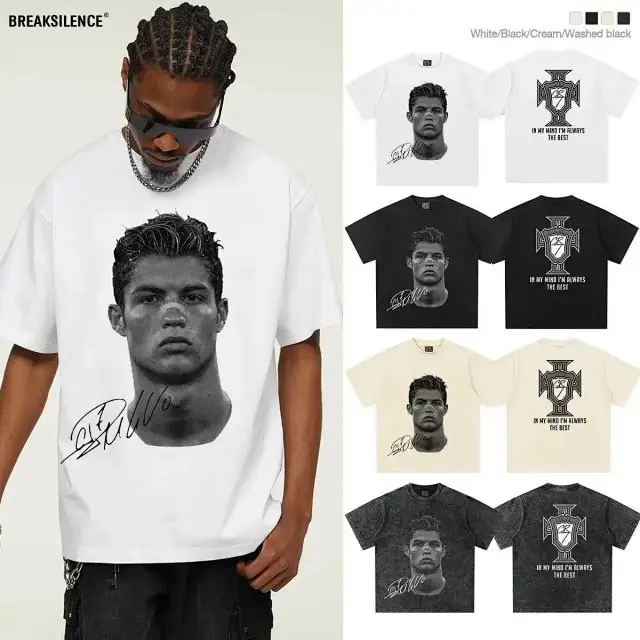2025 Cristiano Ronaldo Style Heavyweight Cotton Short-Sleeve T-Shirt